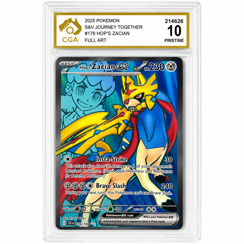 2025 Pokémon Hop’s Zacian ex #176/159 Journey Together Full Art CGA 10 PRISTINE
