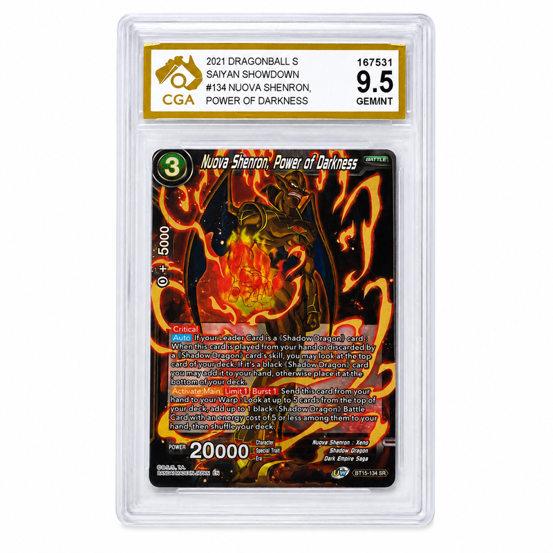 2021 Dragon Ball Super Saiyan Showdown Nuova Shenron, Power of Darkness BT15-134 SR CGA 9.5
