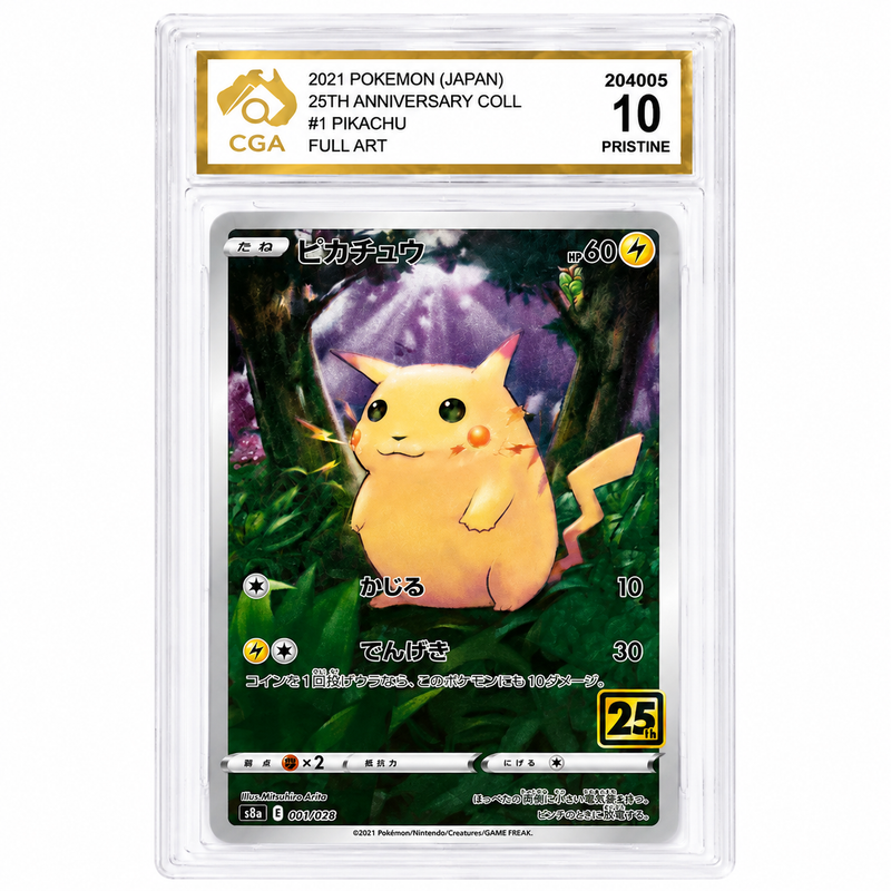 2021 Pokémon Pikachu #001/028 25th Anniversary Collection Japanese Full Art CGA 10 PRISTINE