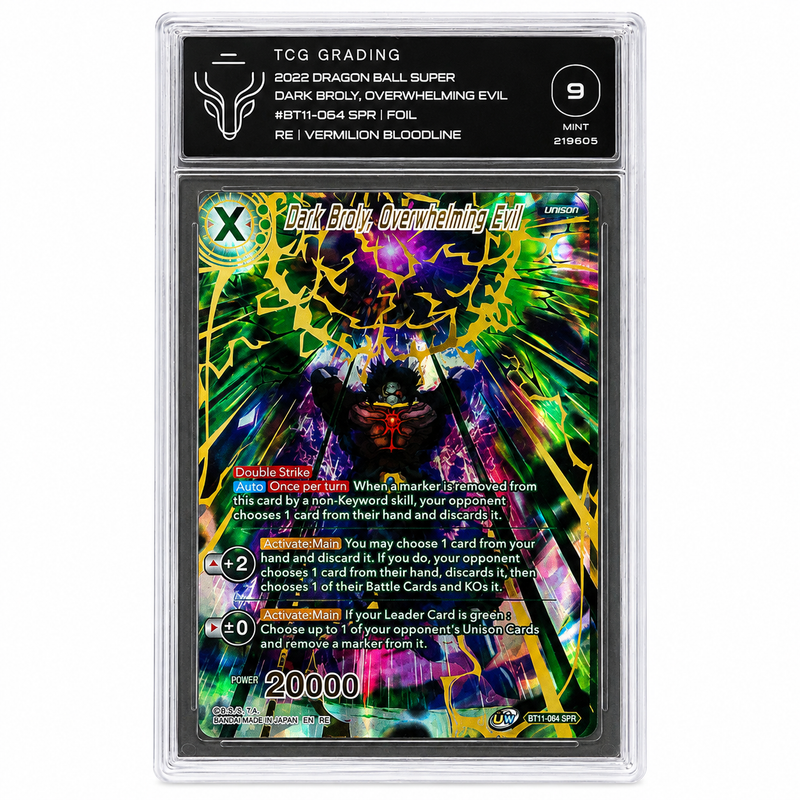 2022 Dragon Ball Super Dark Broly, Overwhelming Evil BT11-064 SPR Foil TCG Grading 9 Mint