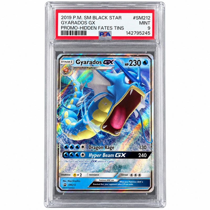 PSA 9 Gyarados GX SM212 Hidden Fates Tin Promo Pokémon Card