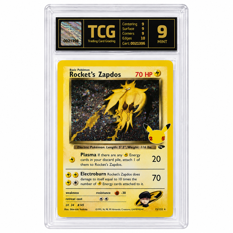 Pokémon Rocket’s Zapdos #15/132 Holo Rare – Celebrations Classic Collection – TCG 9 Mint