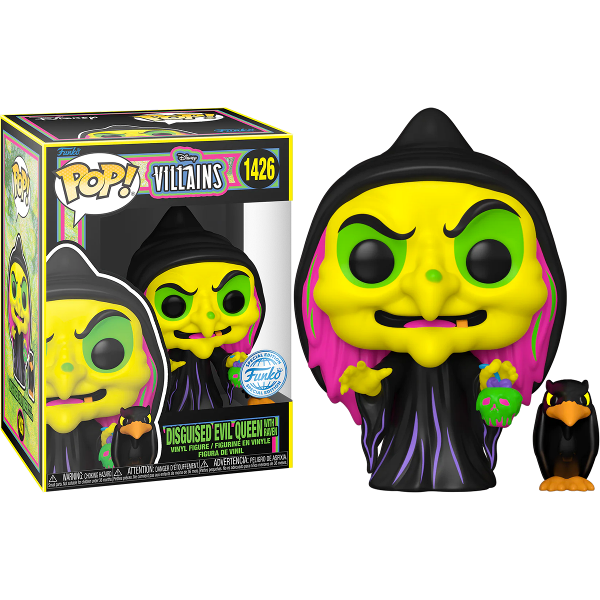 Snow White (1937) - Disguised Evil Queen with Raven Blacklight Pop! Vinyl Figure-Collectible-IKON-ProHobbies