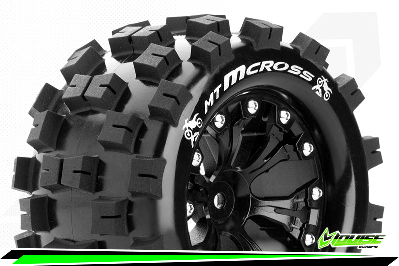 MT-Mcross 2.8 tyre w/rim Black 12mm hex - Command Elite Hobbies